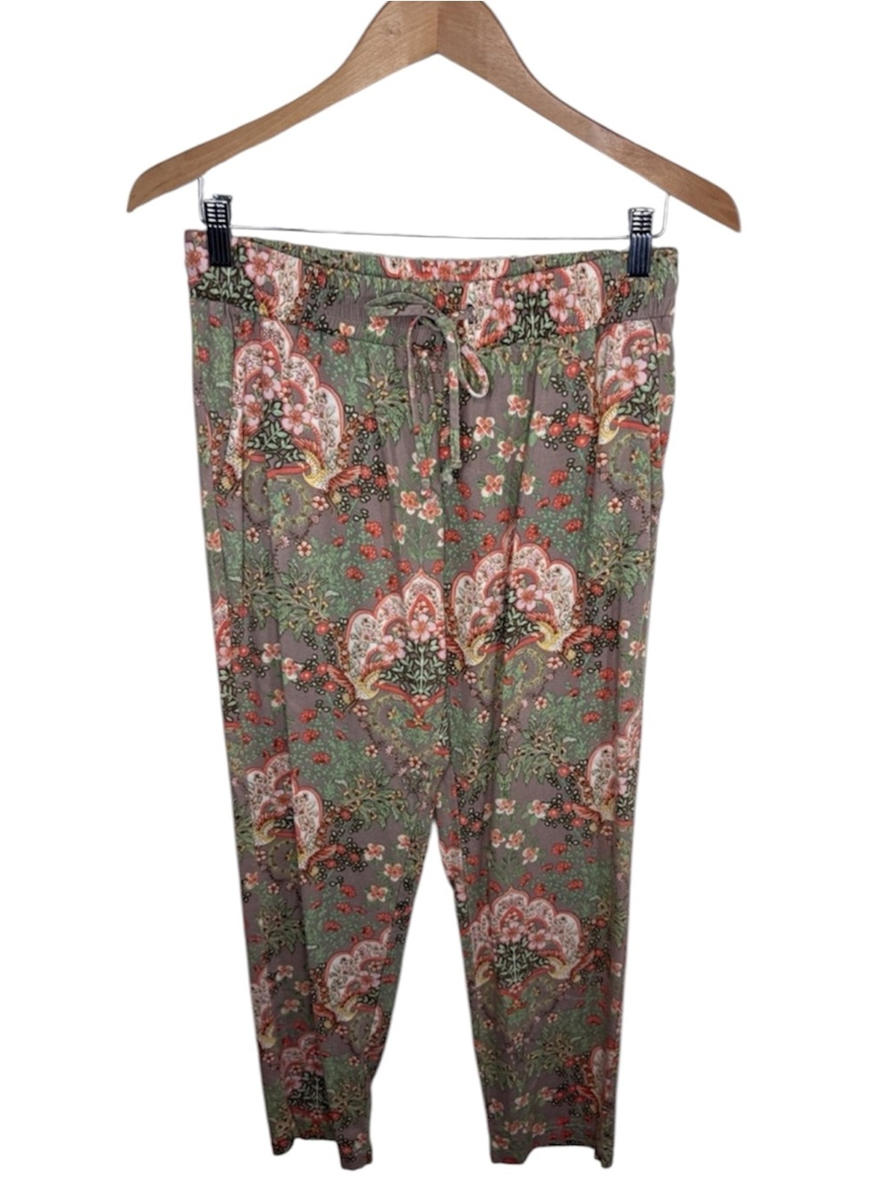 Maronie Floral Crane Leg Lounge Cotton Pants Women Size S Made in USA